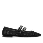 Women's Tamaris Lorita 1-22144-46 Double Strap Flat Ballerina Shoes - Black