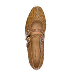 Women's Tamaris Lorita 1-22144-46 Double Strap Flat Ballerina Shoes - Cognac