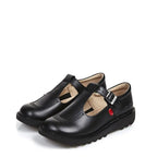 Girl's Kickers Kick T Bar Junior School Shoes - Black