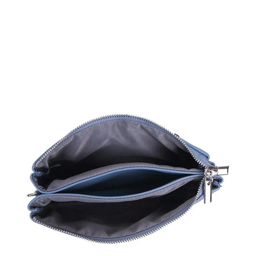 Women's Long & Son Medium Clutch, Wristlet, Shoulder, Cross-Body Bag with Additional Straps 23353 - Light Blue