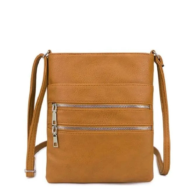 Women's Long & Son Medium Cross Body Bags 18802 - Mustard Yellow