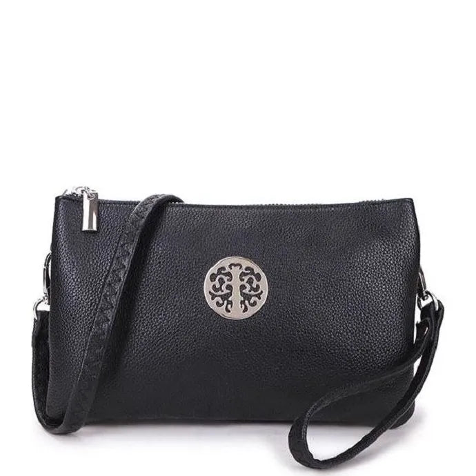 Women's Long & Son Medium Clutch, Wristlet, Shoulder, Cross-Body Bags 23321 - Black