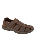 Men's IMAC M081B Waxy Leather Touch Fastening Sandals - Brown