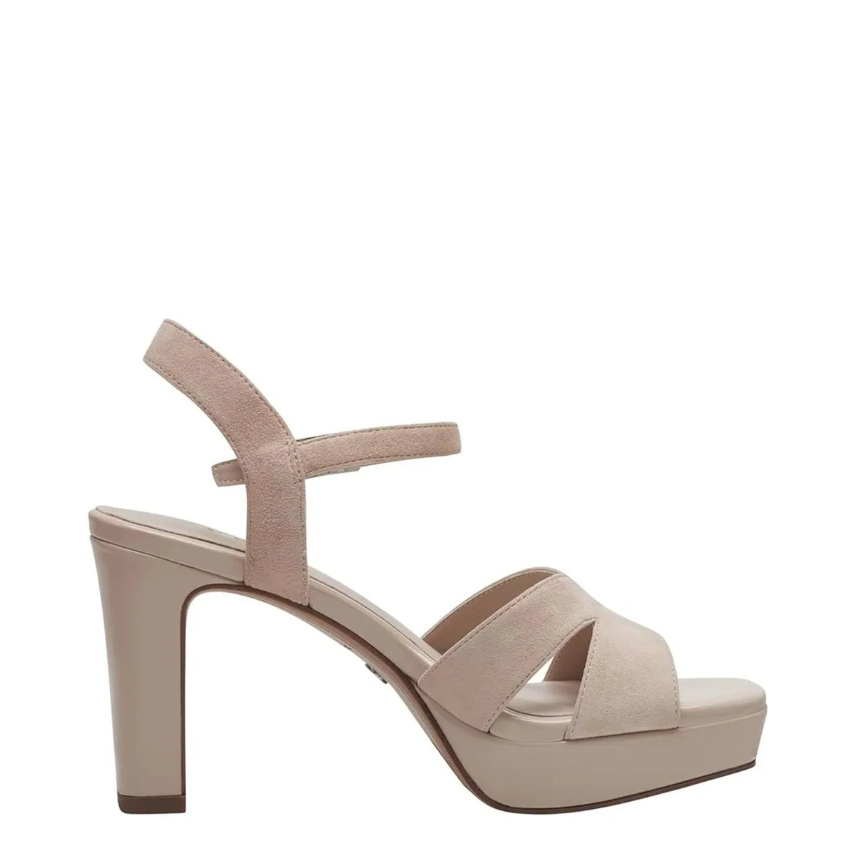 Women's Tamaris 1-28309-42 Strappy Leather Heeled Sandals - Nude