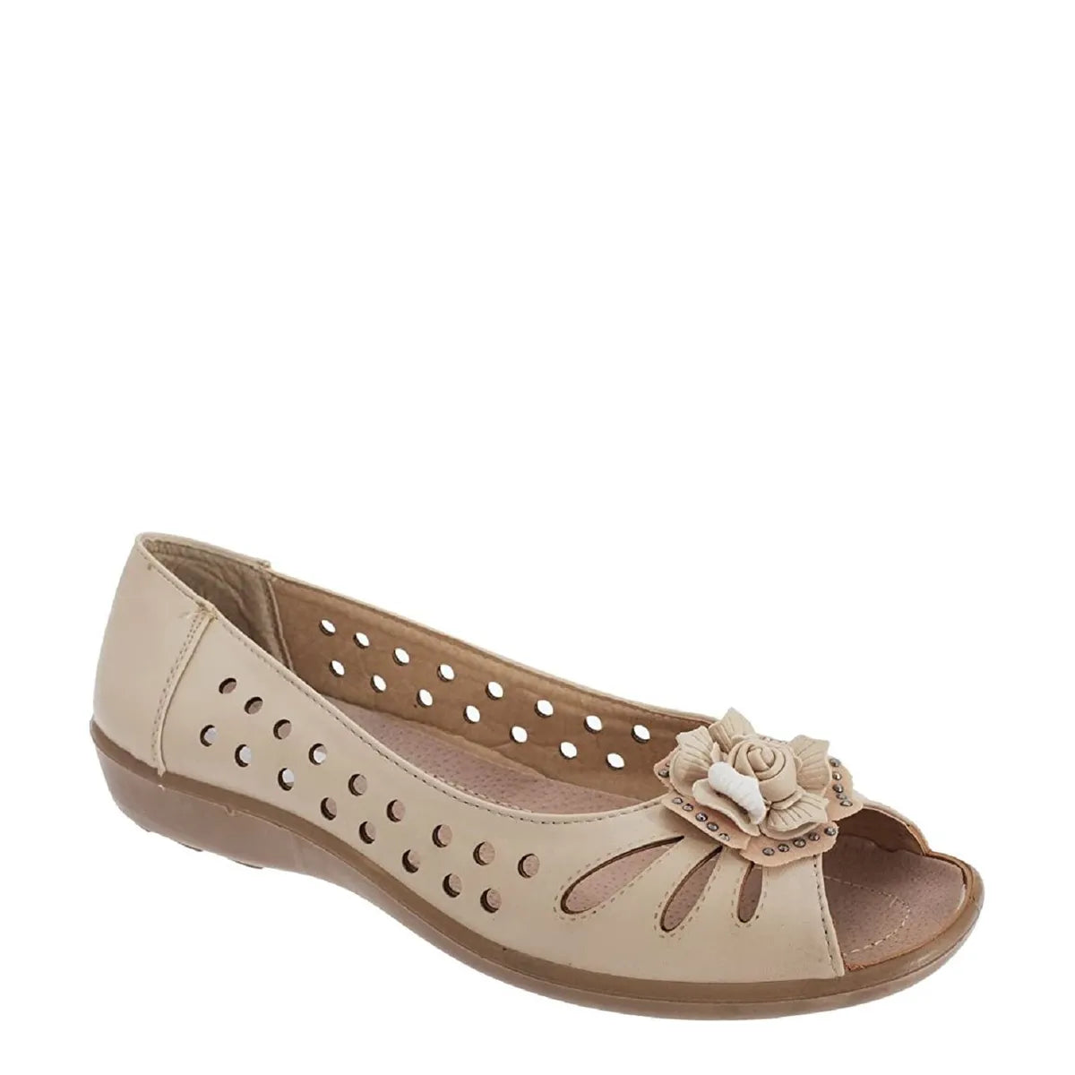 Women's Boulevard Petal Flower Peep Toe Sandals - Beige