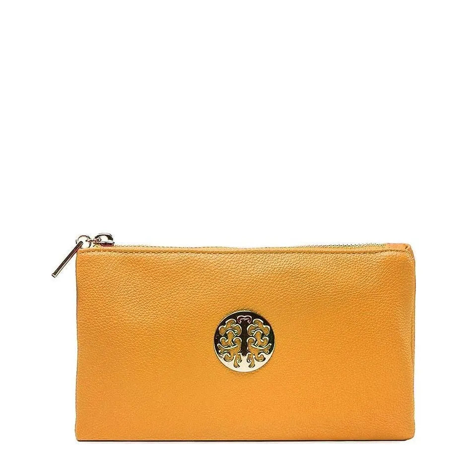 Women's Long & Son Small Clutch, Wristlet, Shoulder ,Cross-Body Bags 3141- Mustard Yellow