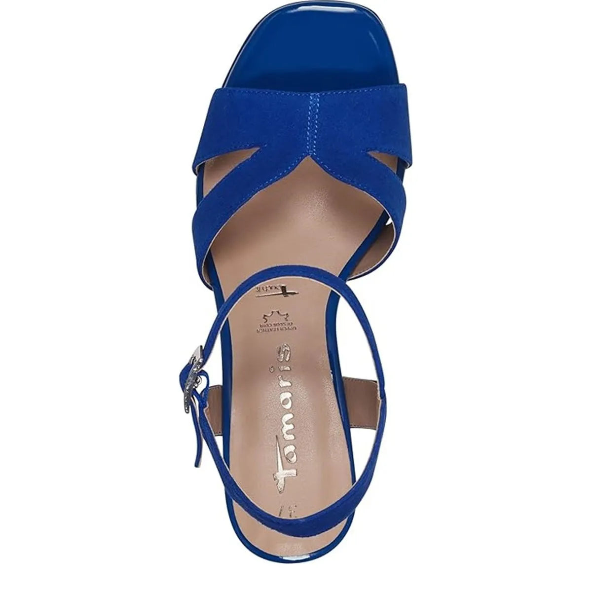 Women's Tamaris 1-28309-42 Strappy Leather Heeled Sandals - Royal Blue