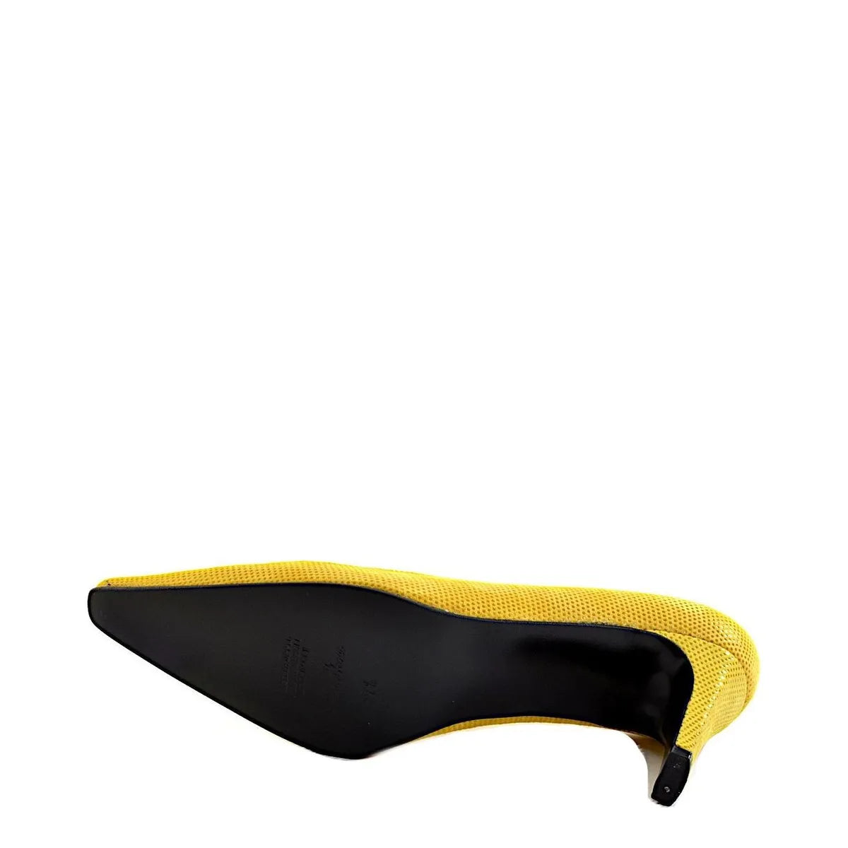 Women's EYE Mid Heel Leather Court Shoes F 73 - Yellow Snake