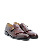 Men's VITELO Polished Leather Fringed Brogue Shoes TS 45 - Burgundy