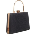 Women's BESSIE HB1087 Vintage Top Handle Sparkly Evening Clutch Bags - Black