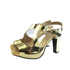 Women's EYE Strappy High Heel Leather Sandals L 40 - Gold