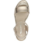 Women's Tamaris 1-28300-20 Vegan Espadrille Wedge Sandals - Light Gold