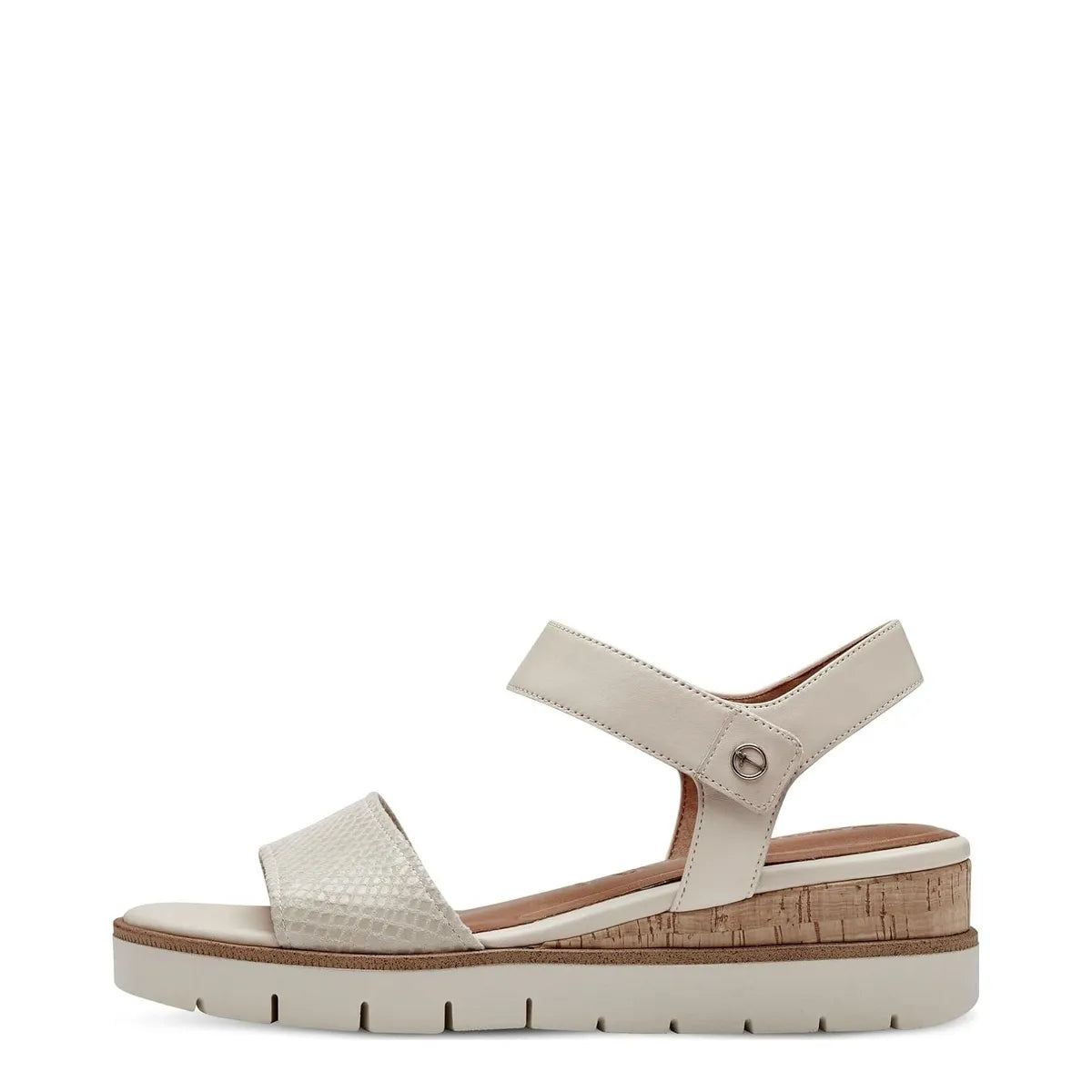Women's Tamaris 1-28203-42 Wedge Heeled Leather Sandals K 13 - Ivory Comb