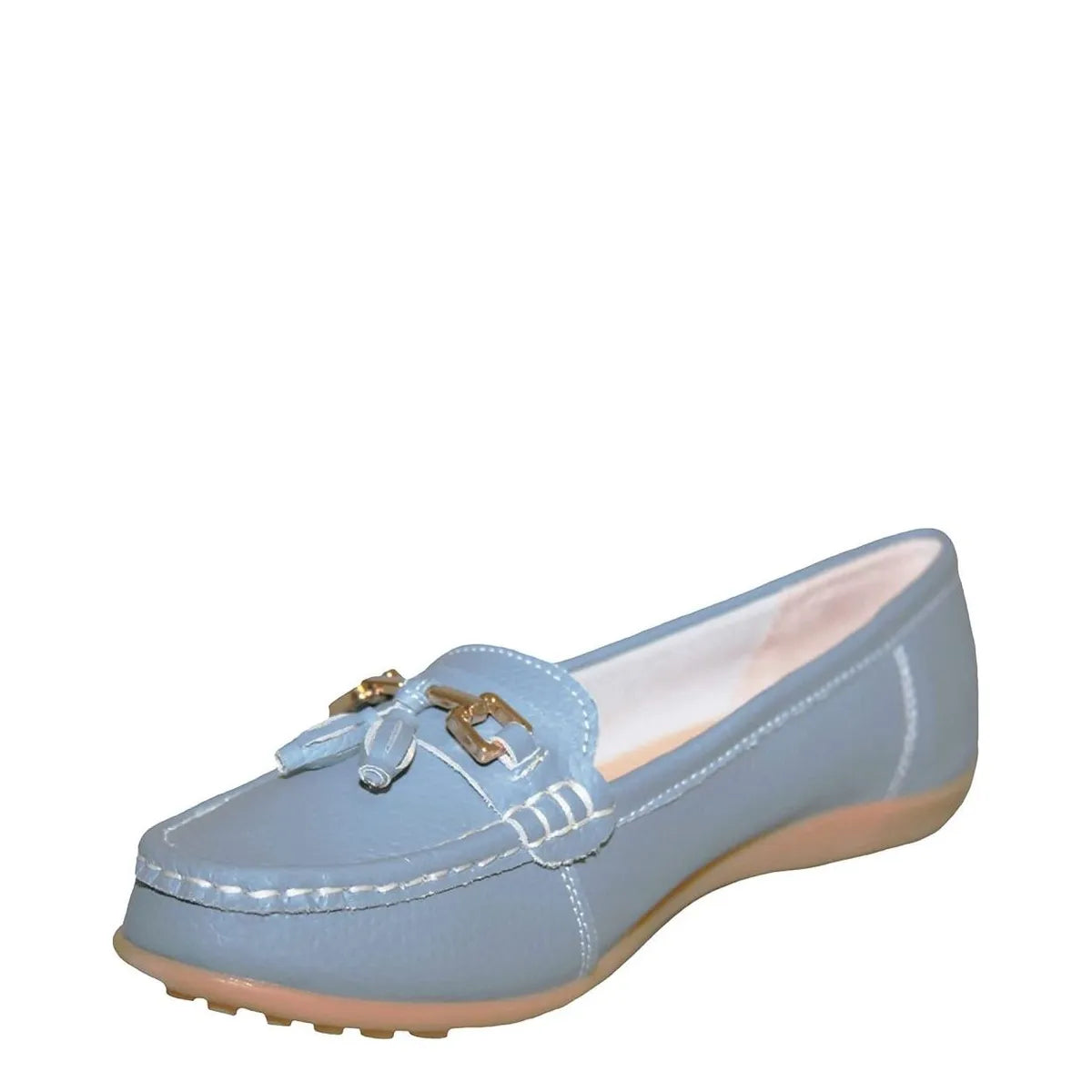 Women's Boulevard L 748 Leather Tassel Loafer Shoes - Baby Blue