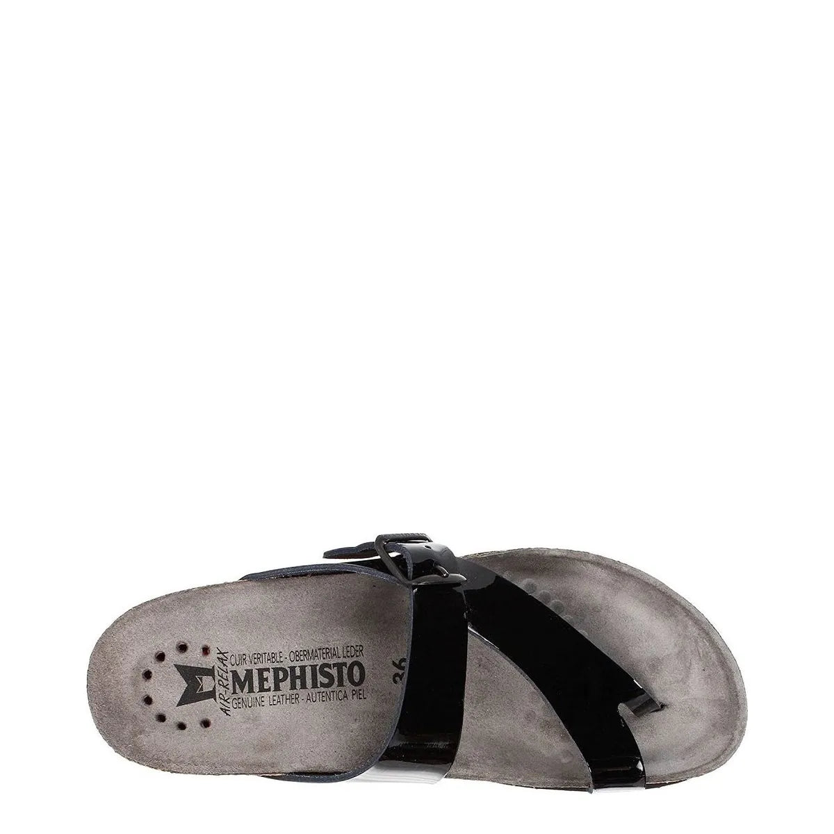 Women's Mephisto Helen Toe Post Leather Sandals - Black Patent
