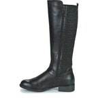 Women's Tamaris 1-25511-27 Flat Leather Knee High Boots - Black 001