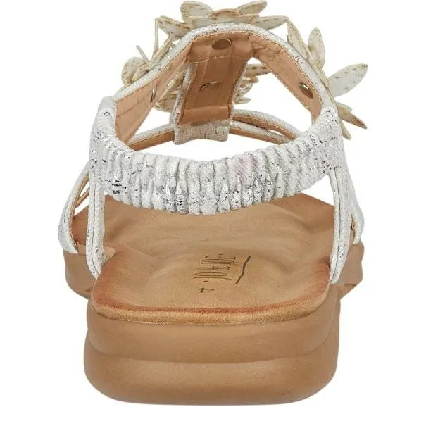 Women's JO & JOE Goa Lightweight Flower Trims and Elasticated Sling Back Sandals - White