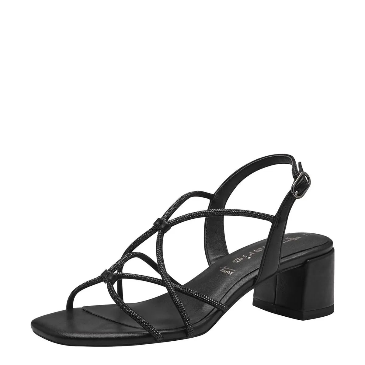 Women's Tamaris 1-28236-42 Vegan Block Heeled Strappy Sandals - Black
