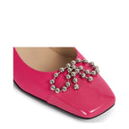 Women's Eye Decorative Trim Leather Court Shoes G 131 - Fuchsia Pink