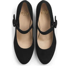 Women's Eye Mary Jane Block Heel Leather Shoes G 130 - Black Suede