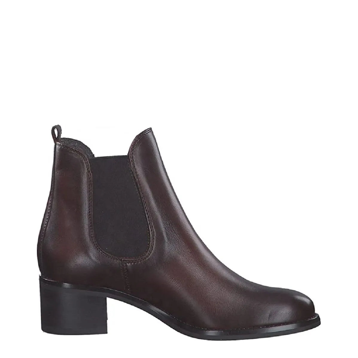 Women's Tamaris 1-25040-27 Block Heel Leather Chelsea Boots K 10 - Cafe Brown