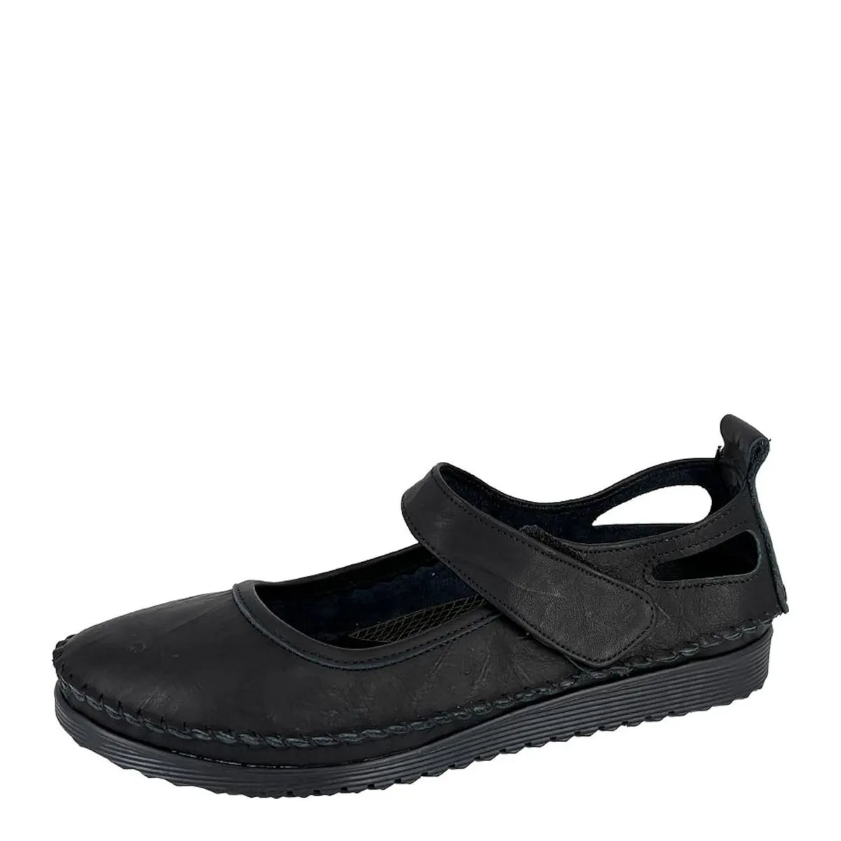 Women's Mod Comfys L948 Touch Fastening Soft Leather Shoes - Black