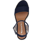 Women's Tamaris 1-28300-42 Vegan Espadrille Wedge Sandals - Navy