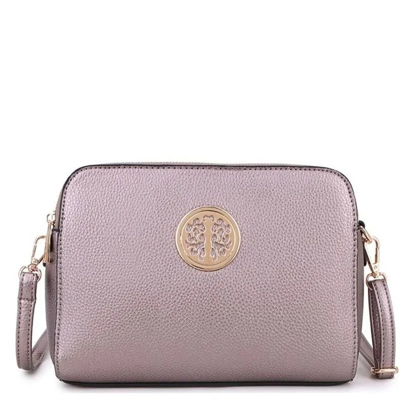 Women's Long & Son Medium Shoulder & Cross Body Hand Bags D1585-1 - Silver Grey