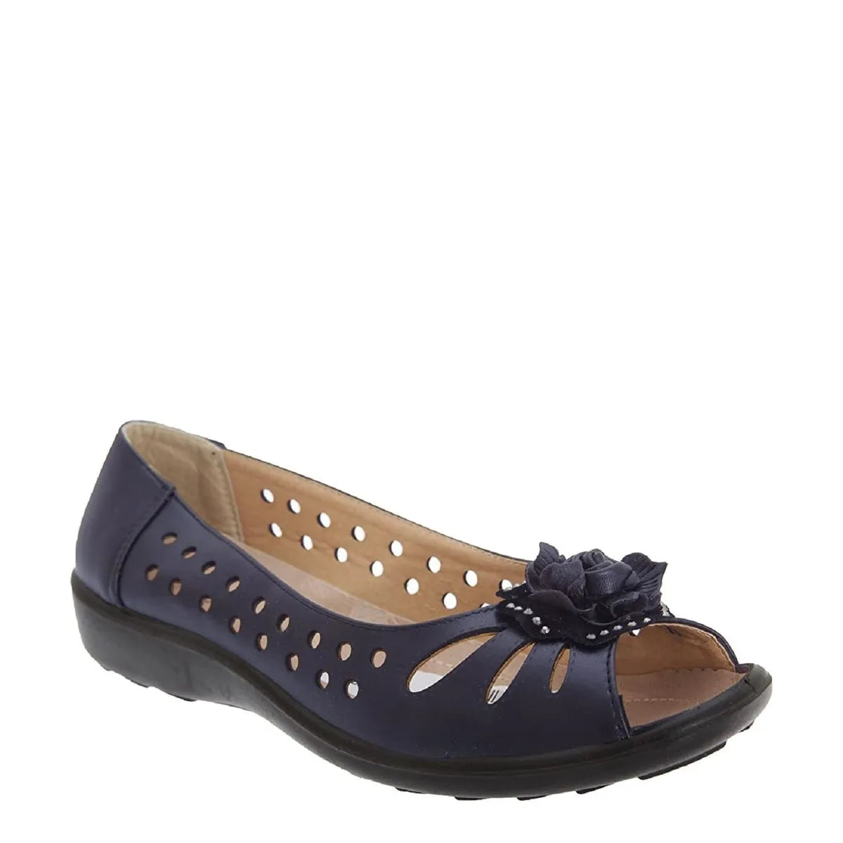 Women's Boulevard Petal Flower Peep Toe Sandals - Navy Blue