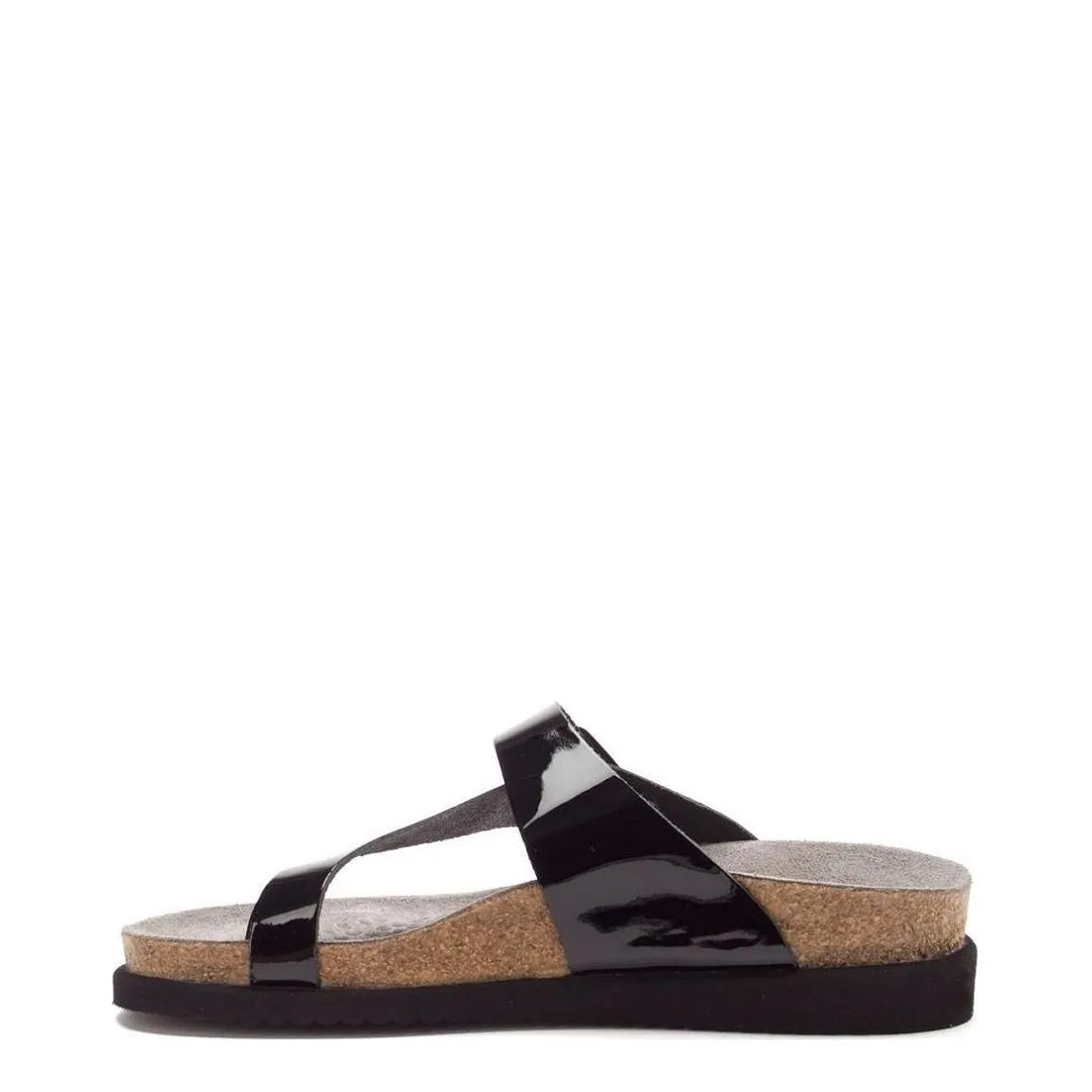 Women's Mephisto Helen Toe Post Leather Sandals - Black Patent