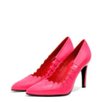 Women's EYE Pointed Toe Cut-Out Leather High Heel Court Shoes F 70 - Fuschia