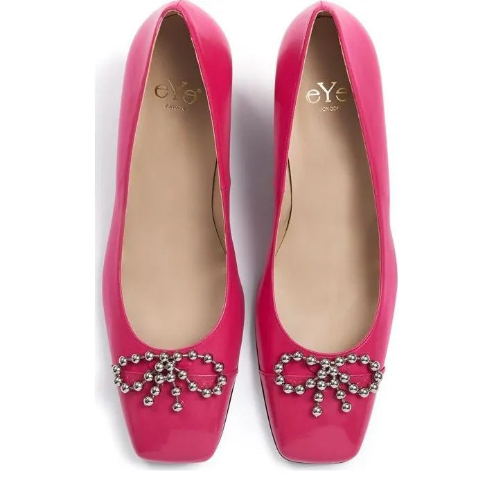 Women's Eye Decorative Trim Leather Court Shoes G 131 - Fuchsia Pink