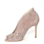 Women's HÖGL 7-10-9392 Crystal Leather Suede High Heel Shoes HO 110 - Smoke Pink
