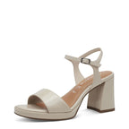 Women's Tamaris 1-28342-44 Flared Heeled Sandals K 21 - Ivory Patent