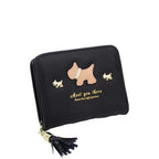 Women's Long & Son Cute Dog Small Credit Card and Purse Wallet with Tassel 12294 - Black