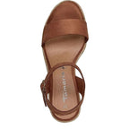Women's Tamaris 1-28300-42 Vegan Espadrille Wedge Sandals - Cognac