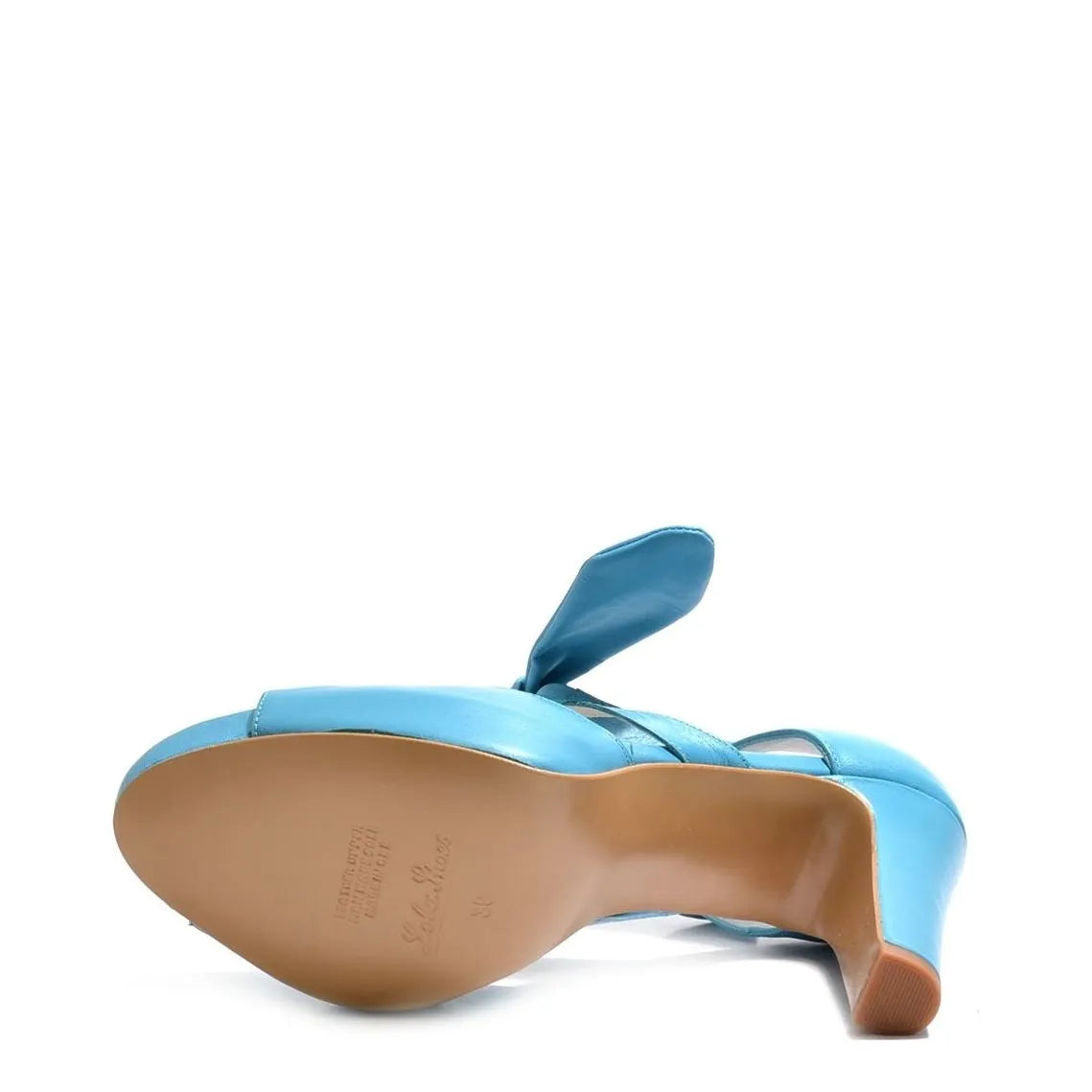 Women's EYE Strappy High Heel Tie-Up Leather Sandals L 34 - Turquoise