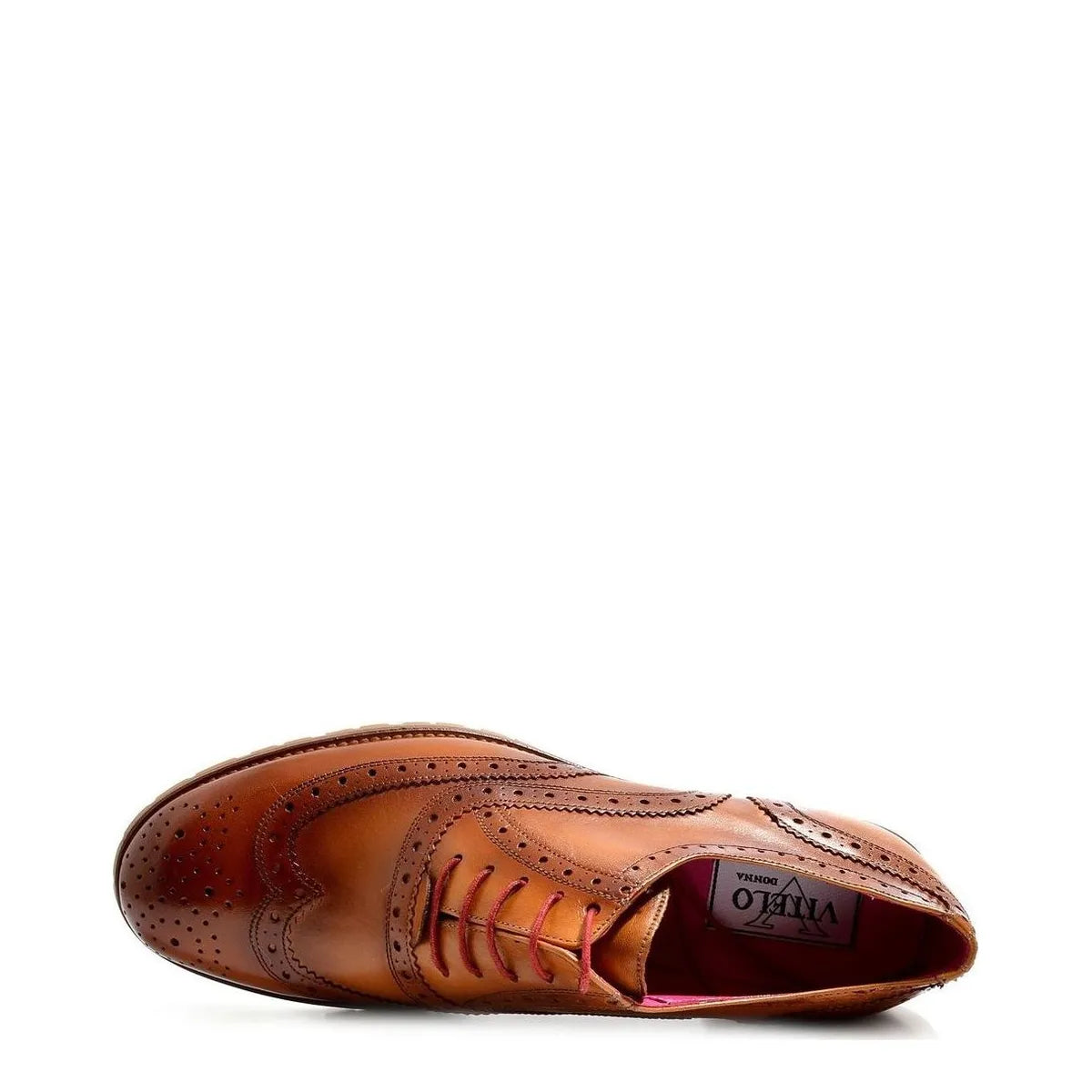 Women's VITELO Brogue Leather Lace-Up Shoes G 104 - Tan