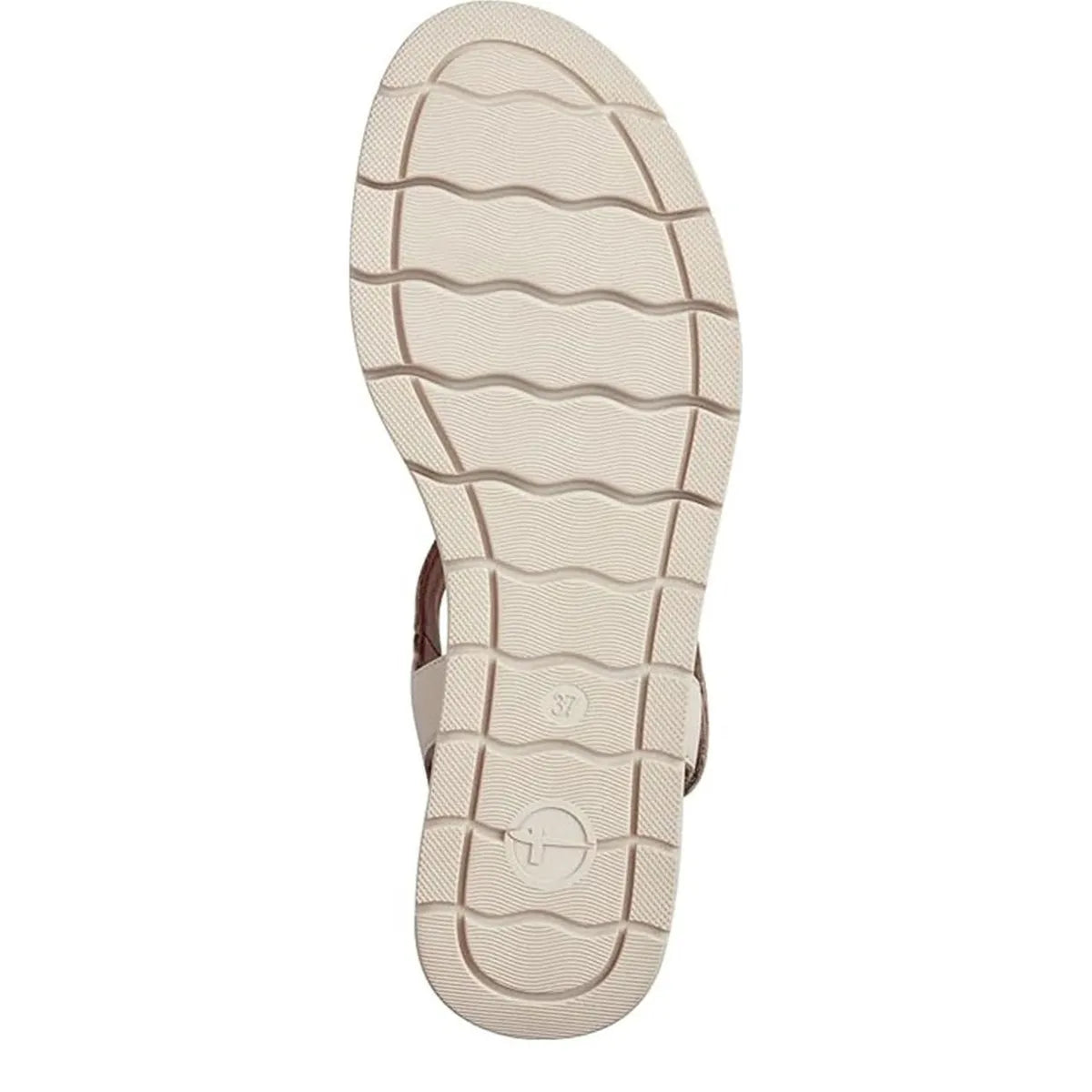 Women's Tamaris 1-28203-42 Wedge Heeled Leather Sandals K 13 - Ivory Comb