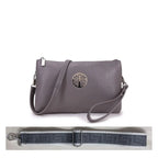 Women's Long & Son Medium Clutch, Wristlet, Shoulder, Cross-Body Bag with Additional Straps 23353 - Dark Grey