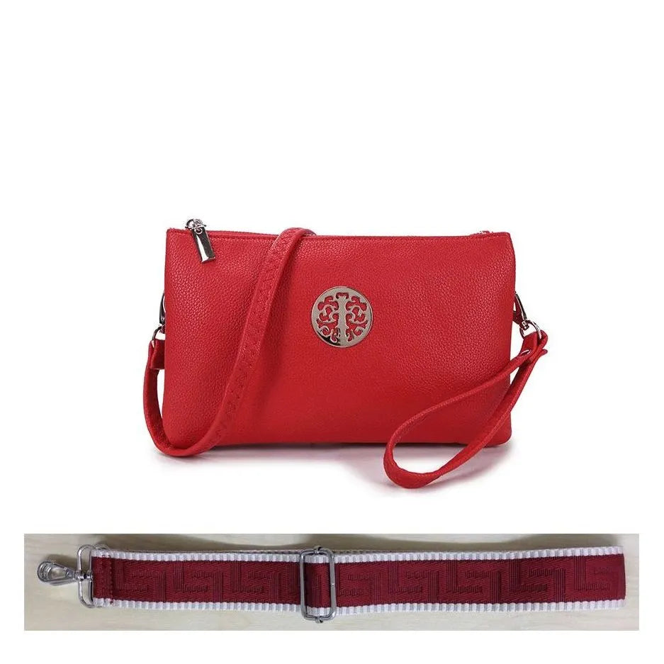 Women's Long & Son Medium Clutch, Wristlet, Shoulder, Cross-Body Bag with Additional Straps 23353 - Red