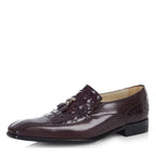 Men's VITELO Croc Print Leather Slip On Shoes TS 11- Burgundy