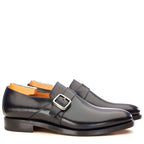 Men's Berwick 1707 Monk strap 3520 Goodyear Welted Leather Shoes M 28 - Black