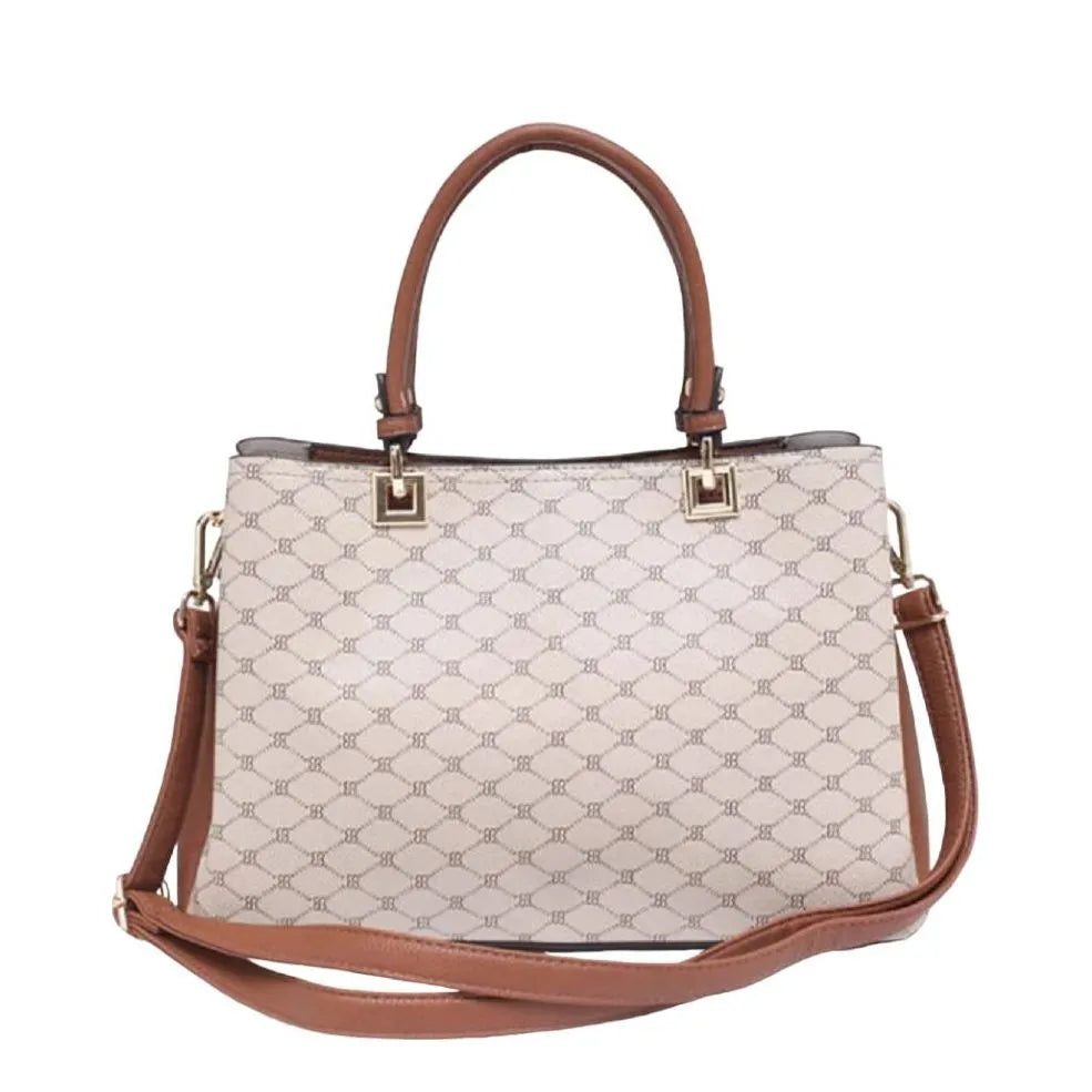 Women's BESSIE Logo Print Two Tone Tote Bags BH4726 - Khaki
