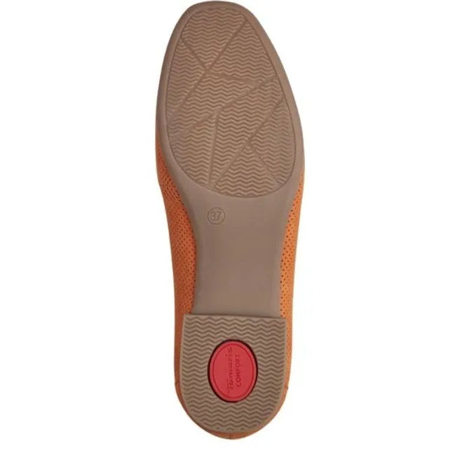 Women's Tamaris 8-84202-42 Trim Wide Comfort Fit Leather Loafer Shoes - Orange