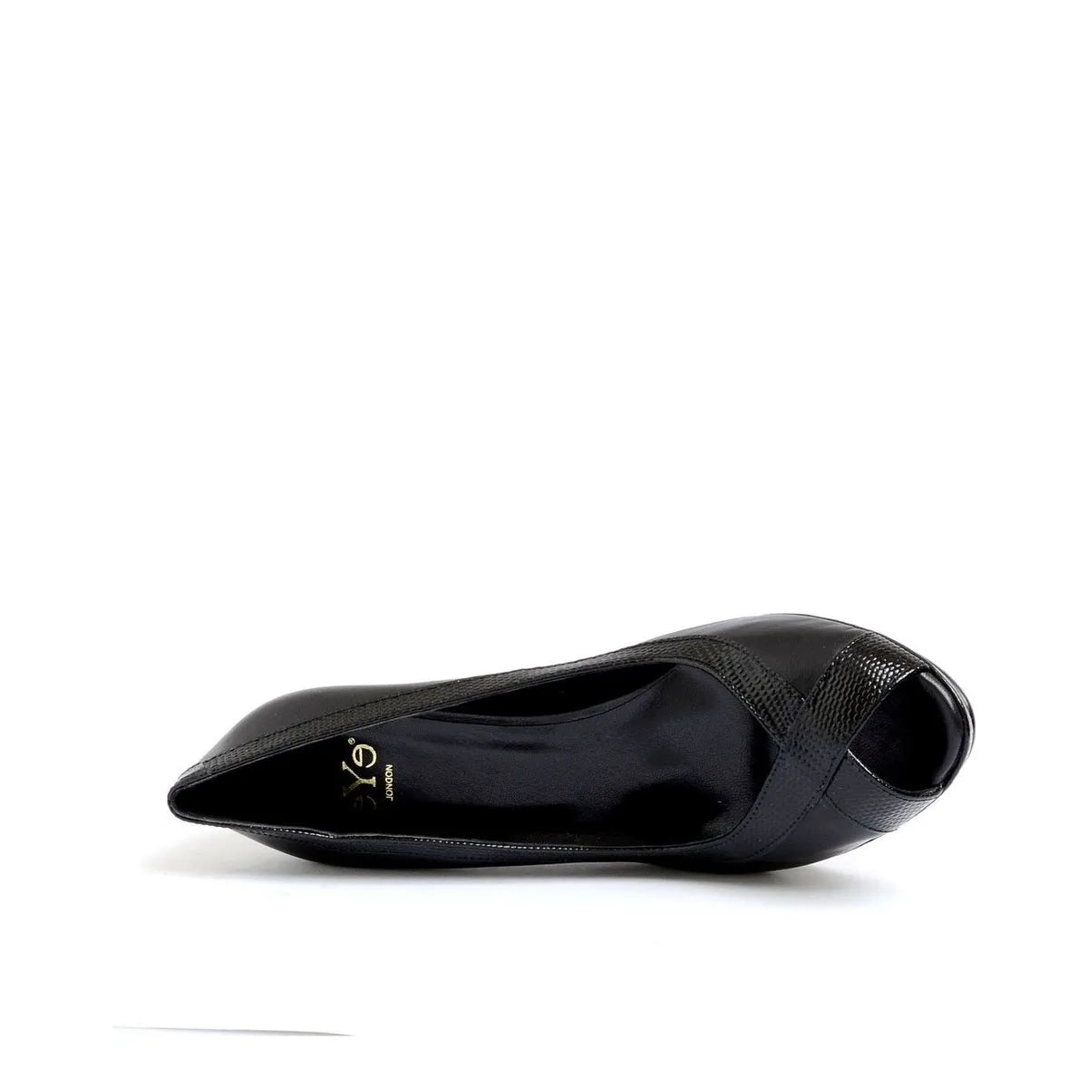 Women's EYE Peep-Toe Leather High Heel Court Shoes F 112 - Black