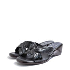 Women's Lucia Cross Strap Mid Wedge Mule Sandals - Black