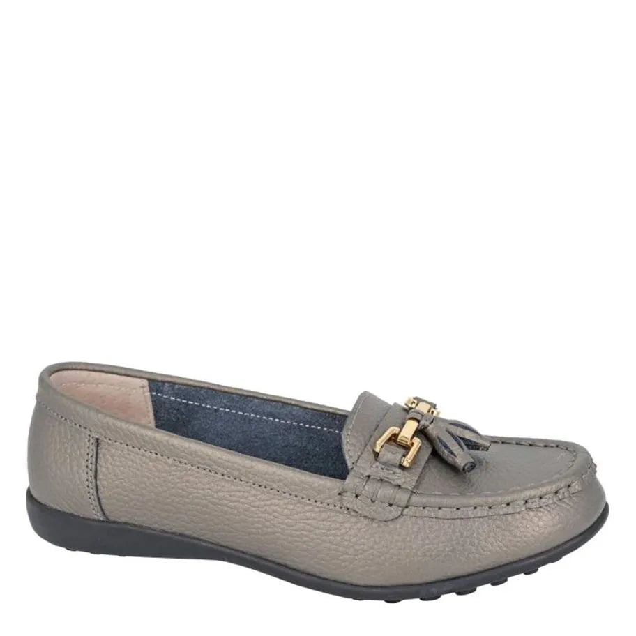 Women's Boulevard L 748 Leather Tassel Loafer Shoes - Pewter