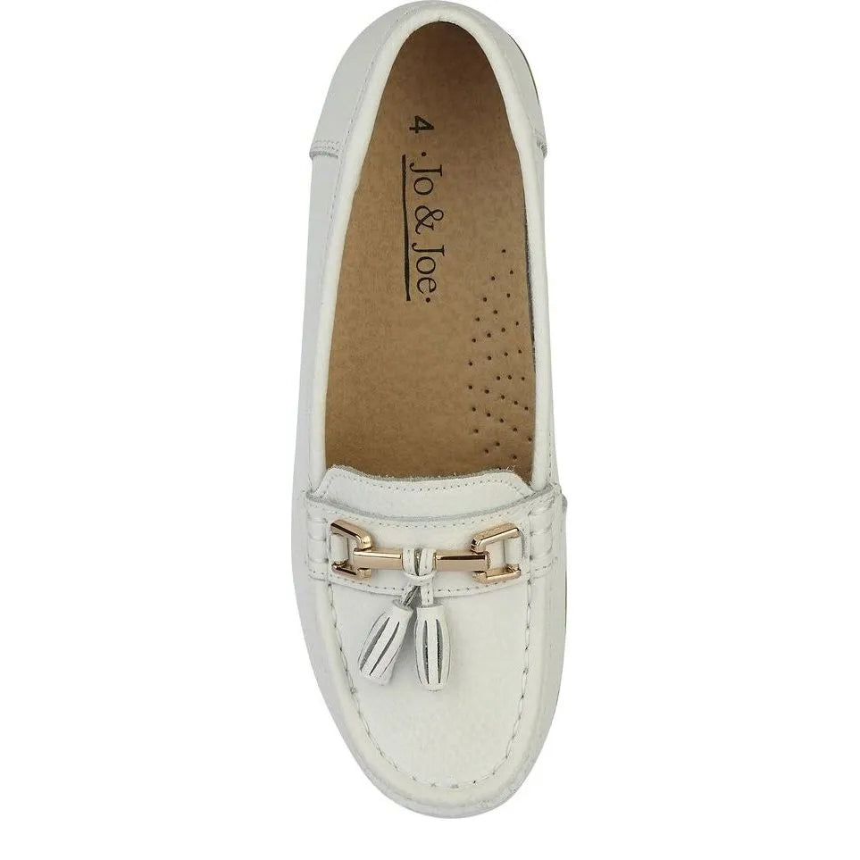 Women's Jo & Joe Nautical Leather Tassel Loafer Shoes - White
