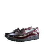 Women's Waldläufer Hegli 549002143 Patent Leather Moccasin Shoes - Burgundy Patent